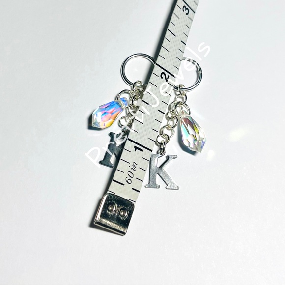 Personalizeable AB Teardrop Initial Letter Hoop Earrings - Picture 9 of 12